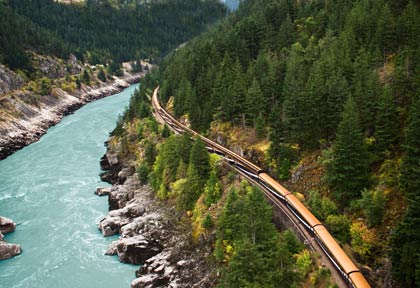Train crossing the Canadian Rockies